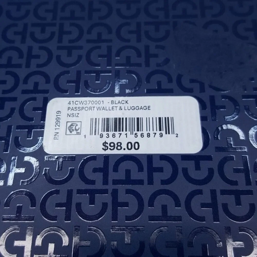 COLE HAAN Passport Wallet Set Black Leather Travel Luggage Tag Gift Box $98